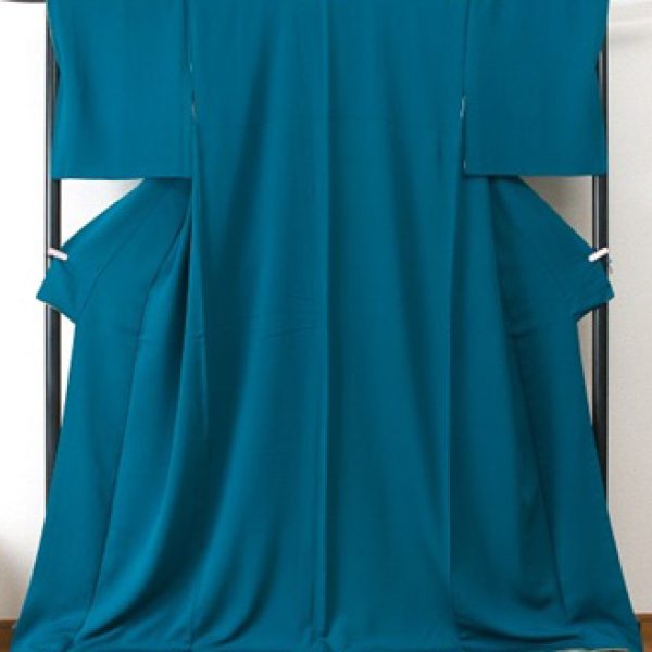 ブランド名：コシノジュンコ＜色無地＞青緑／八掛色：からしグラデーション、金
